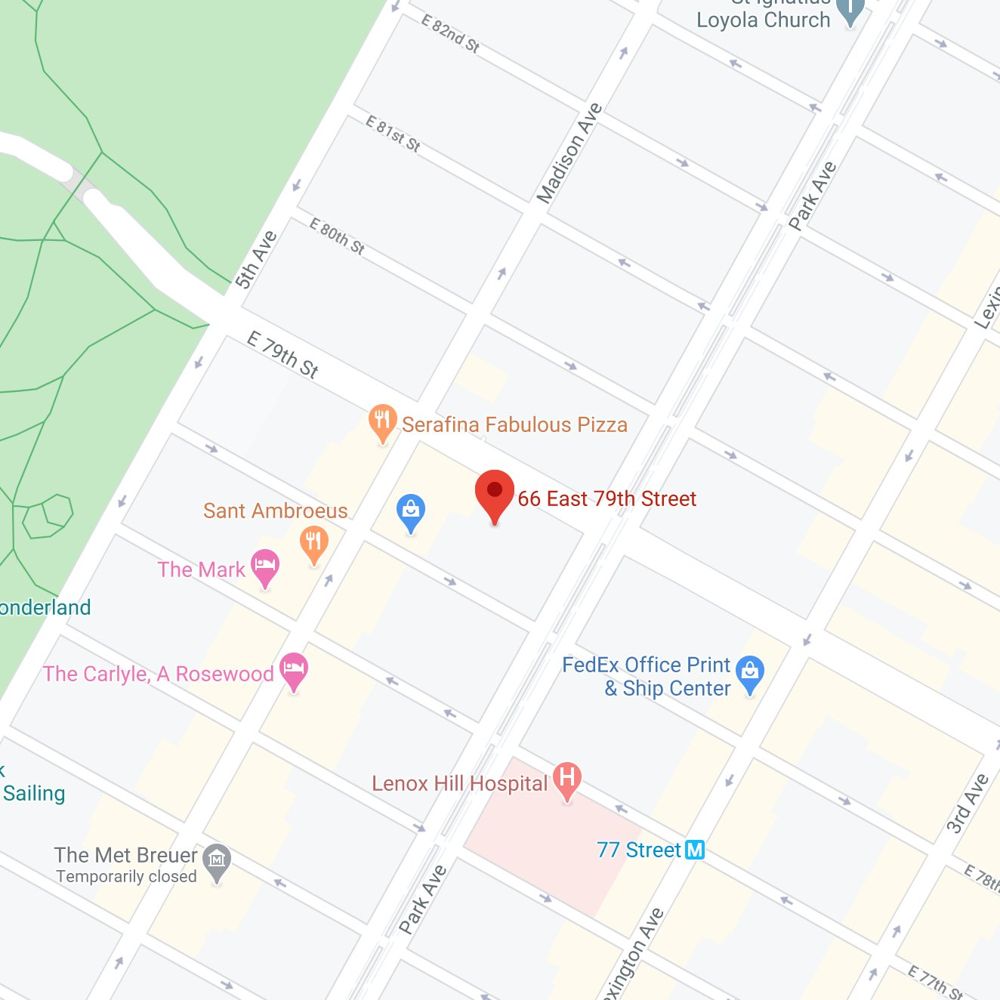 Map showing 66 East 79th Street, New York, between Park and Madison Avenues